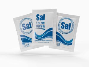 Sobres de 1 gramo de sal en polipropileno 100% reciclable
