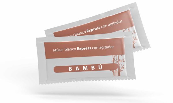 Sobres de 7 grs. de azúcar blanco con removedor de bambú procedente de bosques sostenibles.